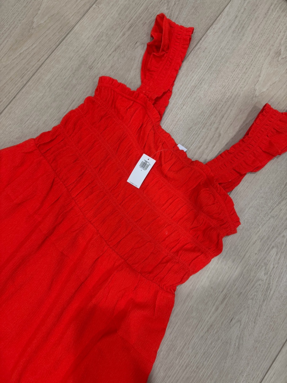 Old Navy Red Smocked Textured Dress